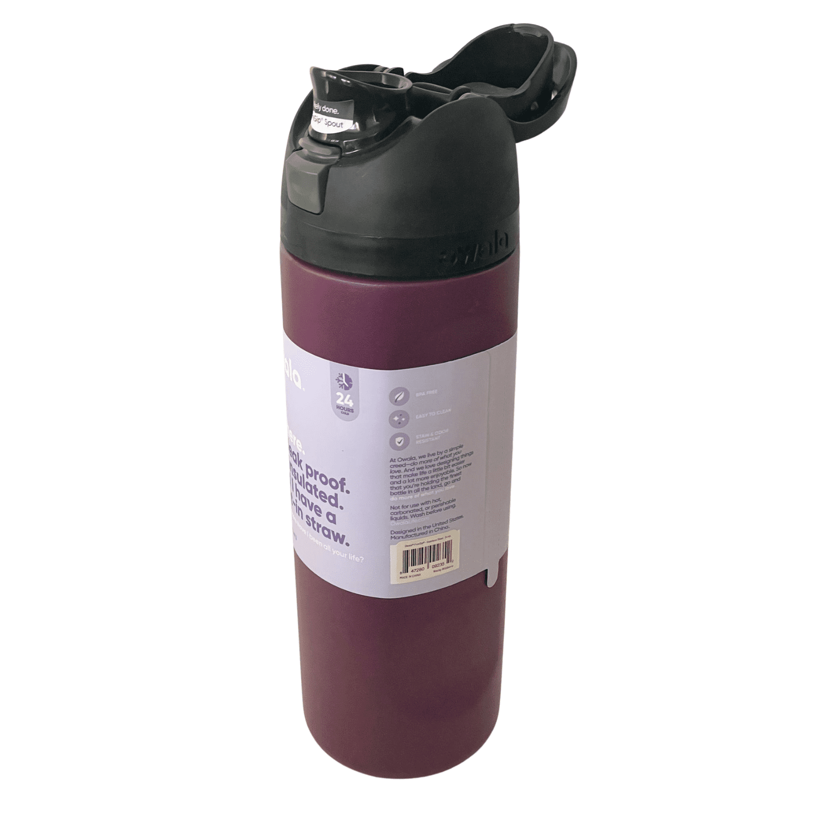 Owala 24oz FreeSip Stainless Steel Water Bottle - Dark Wildberry