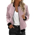 thumbnail image 3 of iHPH7 Waterproof Jackets for Women Stand Collar Jacket Women Lightweight Rain Jacket Women Fall Fashion Windbreaker Jacket Women Fall Outfits for Women Womens Bomber Jacket Pink S, 3 of 9