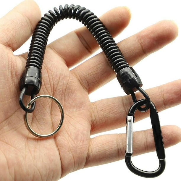 Lockable Key Cord Wire Spring Rope Coil Stretch Tether Key Chain Key  Lanyard Fishing Missed Rope