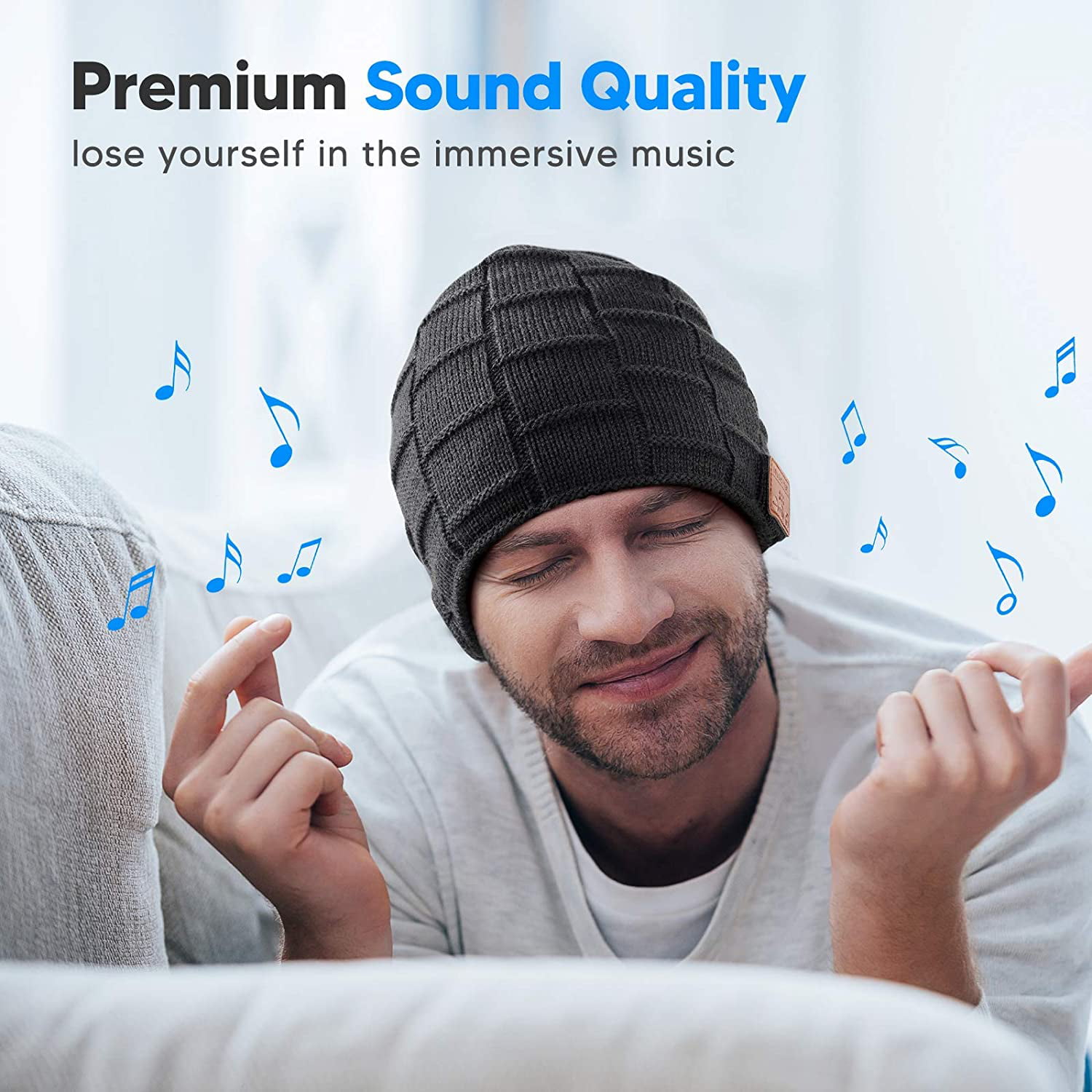 Bluetooth Beanie Hat Music Hats with Built-in Microphone,Winter Hat 