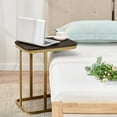 thumbnail image 3 of Nathaniel Home C-Shaped Sofa Side End Table, Legant Modern Sofa Side Table, Square Under Sofa Tables, with Painted Metal Frame, Gold/Black, 3 of 6
