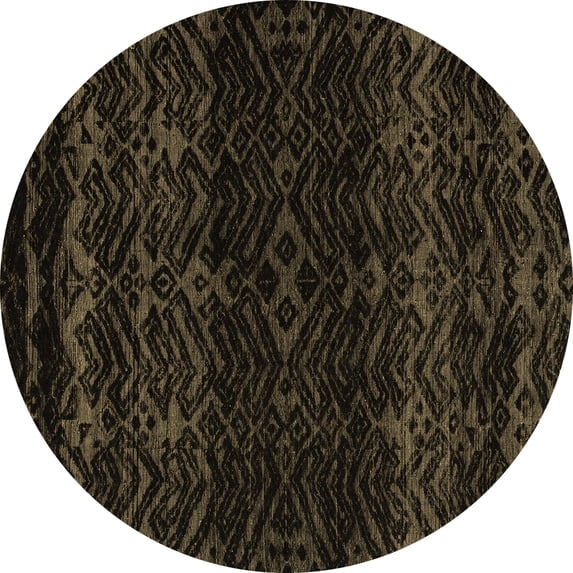 Ahgly Company Indoor Round Abstract Brown Modern Area Rugs, 6' Round