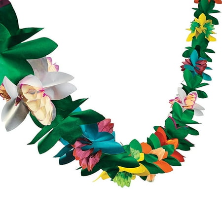 Luau Birthday Decorations - 9 Ft Tissue Flower Garland Hawaiian Luau Party Decoration