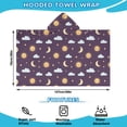 thumbnail image 2 of Purple Sun Moon Star Cloud Pattern Hooded Bath Towel，50"x30" for Ages 3 To 12 Kids, Quick Dry Lightweight Soft Microfiber Hood Beach Towel Cover Up for Kids, 2 of 7