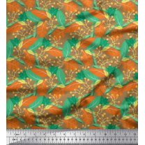 Soimoi Velvet Fabric Berries & Autumn Leaves Printed Fabric 1 Yard 58 Inch Wide