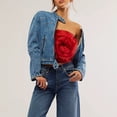thumbnail image 5 of Gupgi Women 3D Flower Tube Top Summer Solid Color Strapless Bandeau Slim Fit Crop Tops, 5 of 5