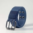 thumbnail image 2 of Jessboyy Canvas Belt for Men Double Prong Buckle Webbing Belts Stretchy Mens Belts for Hiking Outdoor Work Blue,Free Size, 2 of 7