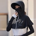 thumbnail image 5 of Unisex UV Protection Sun Hood Hat with Zipper, Full Face Neck Shoulder Cover Breathable Solid Color Sun Cap for Cycling Driving Hiking Spring Summer Black Free Size, 5 of 5