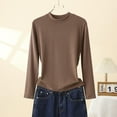 thumbnail image 4 of Craaazy Women's Fashion Solid Color Crewneck Long Sleeve Thermal Tops Gifts, 4 of 4