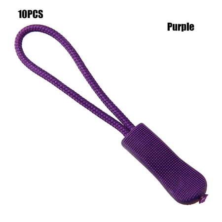 10/20pcs High quality 9 colors Travel Clothing Suitcase Tent Backpack Cord Rope Pullers Zipper Pull Zip Puller Replacement Ends Lock Zips PURPLE 10PCS