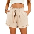thumbnail image 2 of BYHONG Women's Solid Color High Waist Wide Leg Shorts - Spring & Summer Loose Fit Shorts with Pockets, for Casual Style | Summer Shorts for Women & Womens Shorts Beige XL, 2 of 9