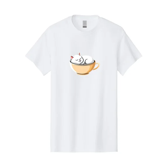 Cat-In-Teacup-3 Mens Graphic Tee, 100% Cotton, Casual Summer Wear