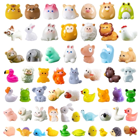 Kbraveo Mini Resin Animals Tiny Figures to Hide,70 Unique Tiny Animal for Fairy Garden, Bonsai, Crafts,Cake Toppers,Fairy Garden Accessories