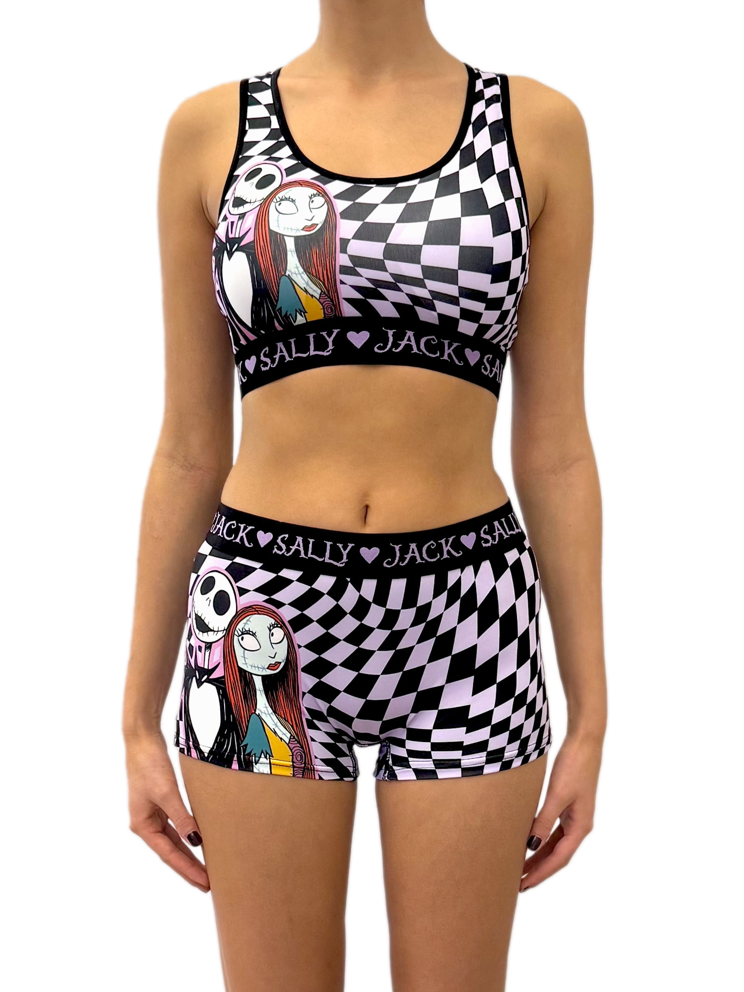 Nightmare Before Christmas Woman's and Juniors Racerback Bra & Boyshort Underwear set, 2-Pack, Size S-XL