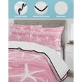 thumbnail image 4 of Quilts Twin Size Bedding Set, Pink Coastal Lightweight Quilted Comforter, Summer Ocean Waves Ombre Sea Starfish Soft Reversible Bedspread Coverlet with Pillow Covers for All Season, 68" x 86", 4 of 7
