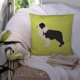 thumbnail image 3 of Black Border Collie Checkerboard Green Fabric Decorative Pillow, 3 of 4