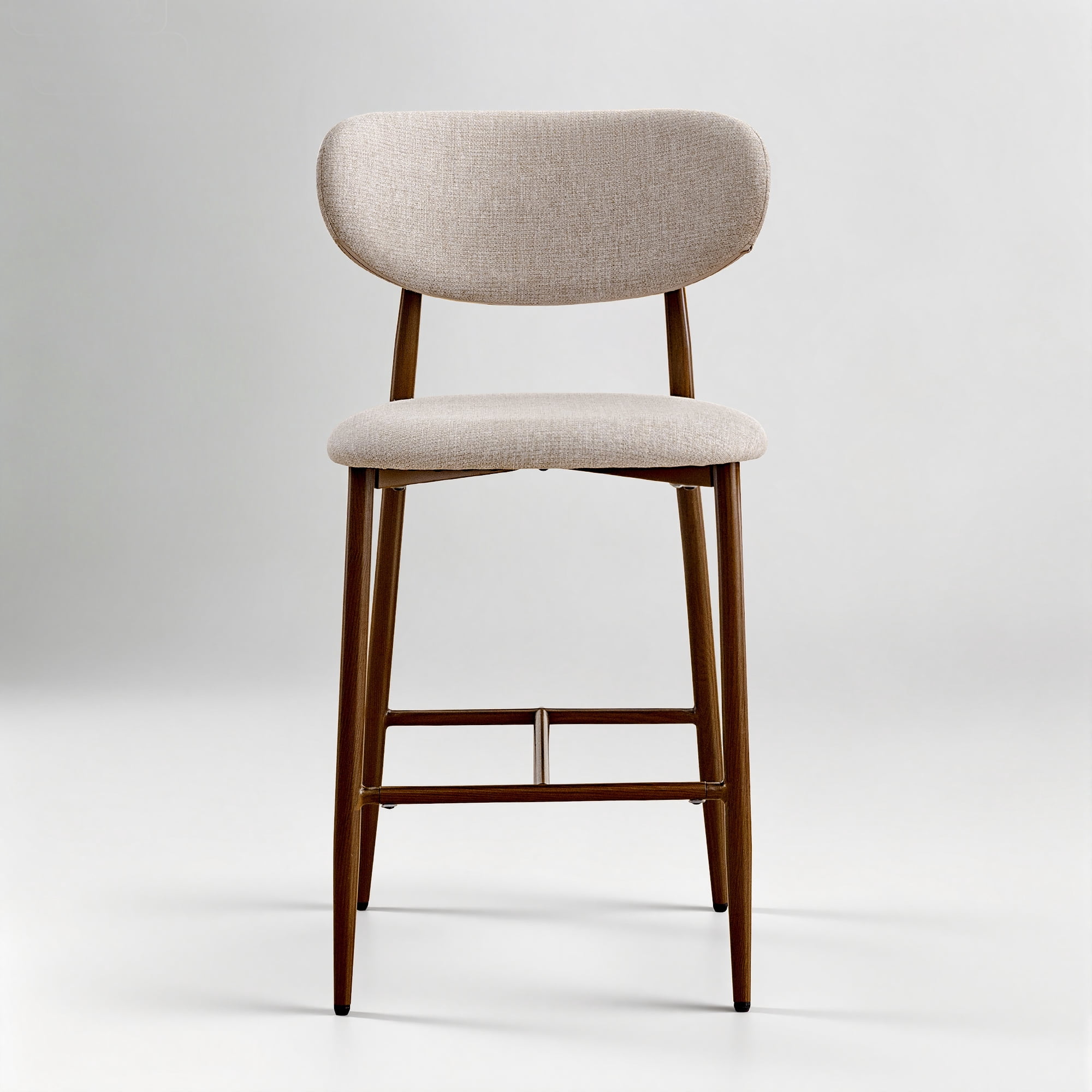 COOLHUT Bar Stool Set of 4, 26" Counter Height Bar Stools with Curved Back, Premium Linen Upholstery Bar Stools with Brass-Toned Metal Footrest for Dining Room, Kitchen Island, Oatmeal