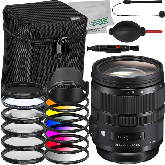 Ultimaxx Advanced Bundle   Sigma 24-70mm f/2.8 DG OS HSM Art Lens for Nikon F   Variable Neutral Density Filter, 6PC Gradual Color Filter Kit & Much More (21pc Bundle)