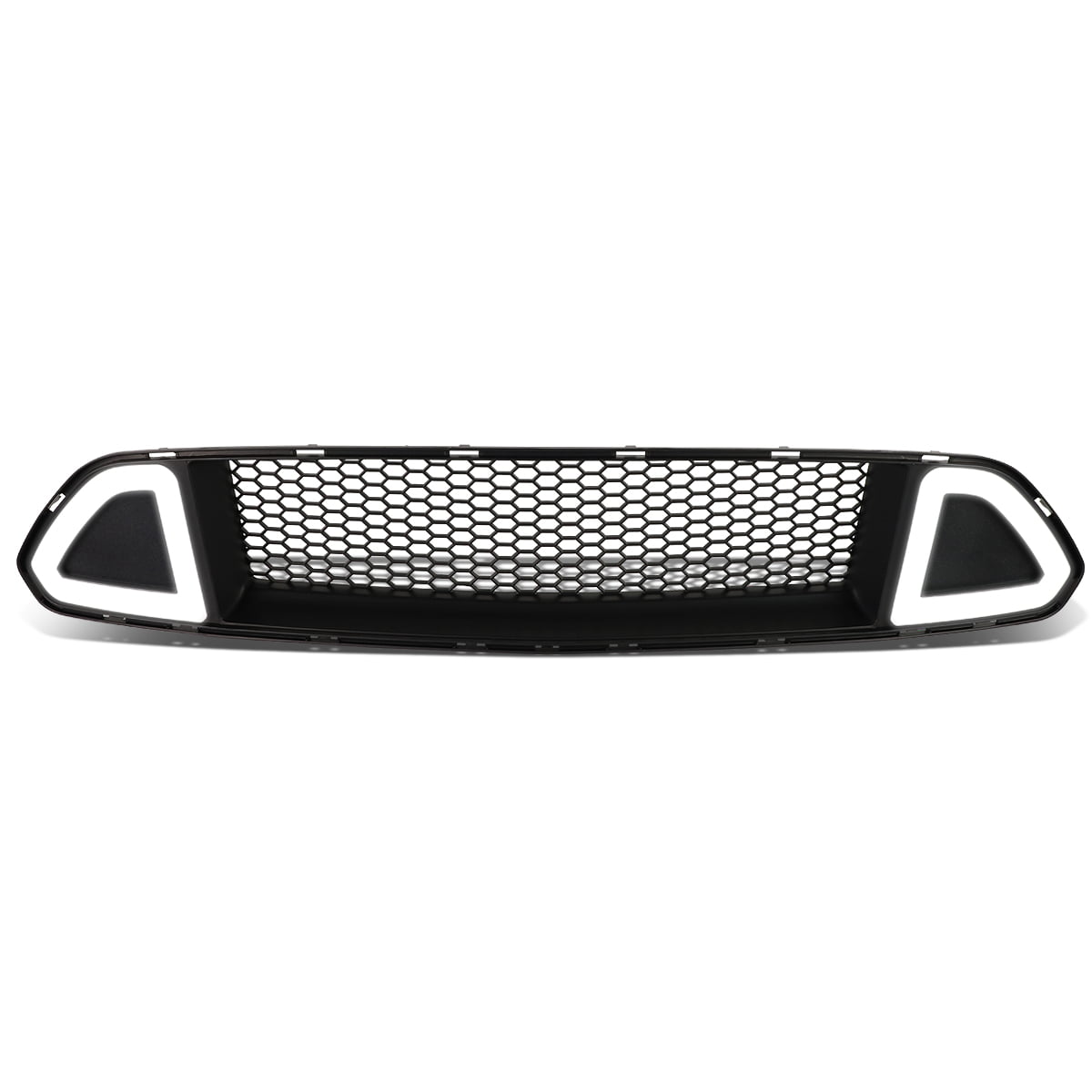 FOR 18-20 FORD MUSTANG HONEYCOMB MESH FRONT UPPER BUMPER GRILL TRIANGLE LED DRL
