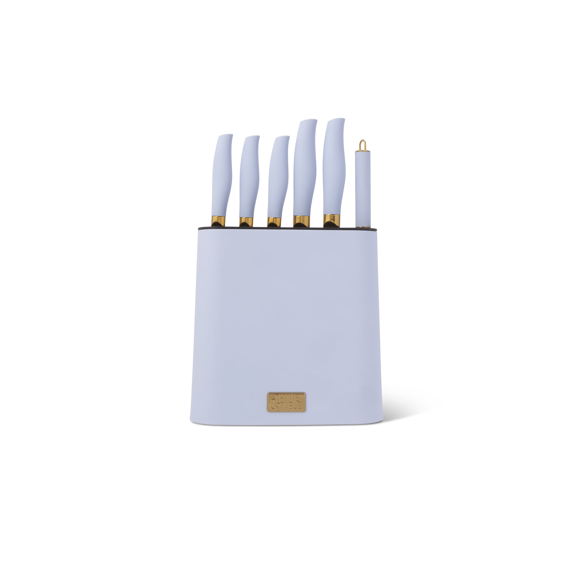 Thyme & Table 7-Piece Knife Block Set, Light Blue