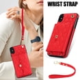thumbnail image 4 of Allytechgroup for iPhone XS/X Wallet Case with 5 Cards Holders, Detachable Hand Strap & Shoulder Lanyard RFID Blocking Shockproof Protective Phone Case for Girls Women, Red, 4 of 8