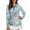 Blue Floral Coral, variant on Jiueut Zip Up Polo for Women UV Protection Pullover Blue Floral Pattern Sports Golf Polo with Long Sleeves Loose Fit Daily Wear Polo Shirt V Neck, Size XX-Large