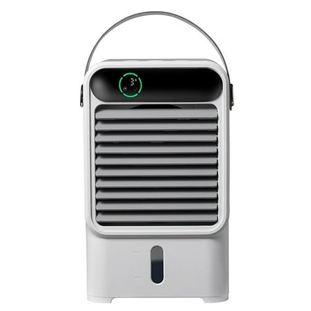 

KAOU 1500mAh Rechargeable Air Cooler with Handle Digital Display Detachable Refillable Large Capacity Water Tank Evaporative Plastic Night Light Air Conditioner Fan for Summer