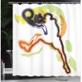 thumbnail image 4 of Ambesonne Sketchy Shower Curtain, Man Playing Basketball, 69"Wx70"L, Orange Black Lime Green, 4 of 5