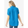 thumbnail image 2 of Woman Within Plus Size Petite Short-Sleeve Button Down Seersucker Shirt, 2 of 6