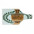thumbnail image 1 of Retro Cutting Board, Old Antique Greek Vase with Olive Branch Motif and Laurel Wreath, Decorative Tempered Glass Cutting and Serving Board, Wine Bottle Shape, Hunter Green Orange, by Ambesonne, 1 of 1