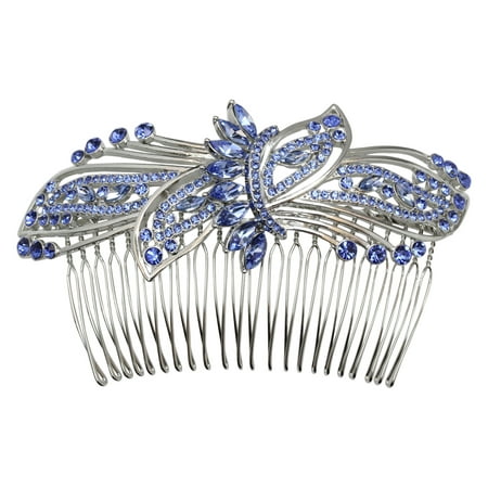 Faship Gorgeous Blue Rhinestone Crystal Huge Big Floral Hair Comb -