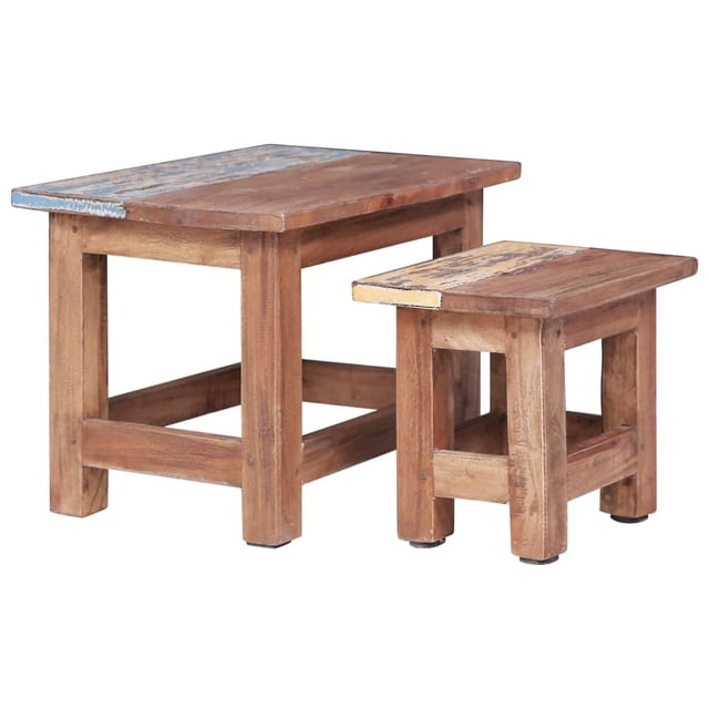 Conjunto de 2 mesas nido de madera maciza reciclada vidaXL