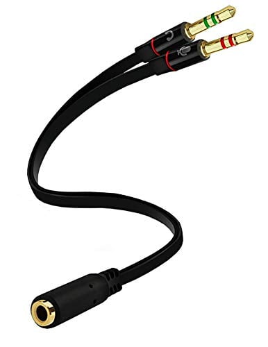aux splittr audio Y  headset cable 3.5mm Y cable male /2 female stereo 6" long 