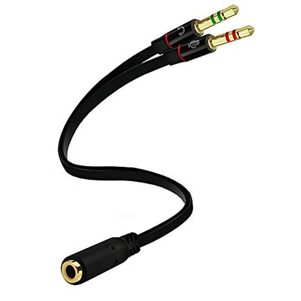 Headphone Splitter For Computer 3 5mm Female To 2 Dual 3 5mm Male Headphone Mic Audio Y Splitter Cable Smartphone Headset To Pc Adapter Walmart Com Walmart Com