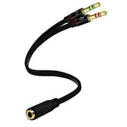 Headphone Splitter for Computer 3.5mm Female to 2 Dual 3.5mm Male Headphone Mic Audio Y Splitter Cable Smartphone Headset to PC Adapter