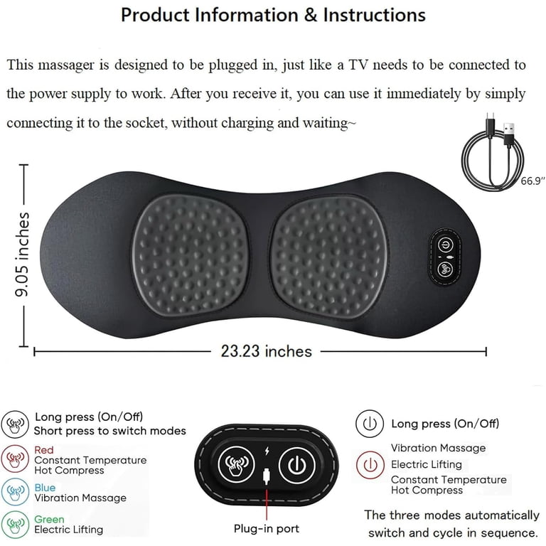 3 in 1 Back Massager, Ergonomic Design with Heating, Vibration, Support  Functions and Washable Cover, for Neck, Shoulders, Sciatica Relief at Home,  Office or Travel - Walmart.com