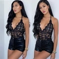 thumbnail image 4 of Women Deep V Lingerie Snap Crotch Teddy Sexy Lace Bodysuit, 4 of 6