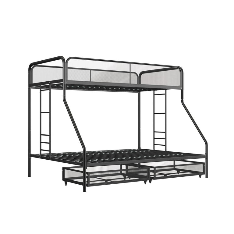 DHP Jaxon Twin/Full Kids Bunk Bed with Ladder, Storage