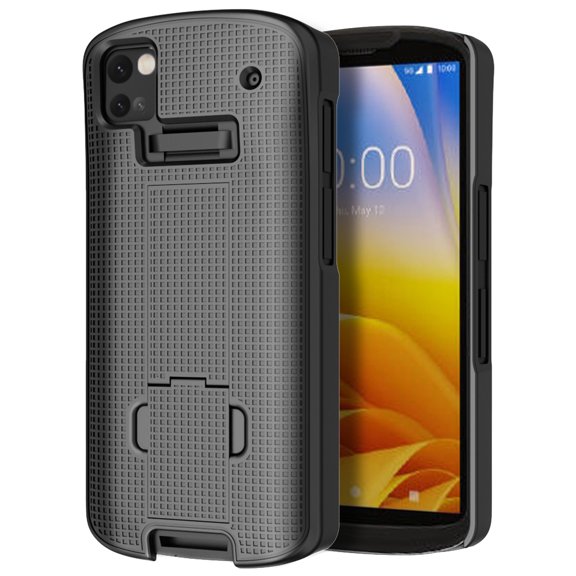 Case with Stand for Zebra TC53 TC58 Mobile Computer Scanner, Nakedcellphone Textured Slim Hard Shell Protector Cover with Kickstand - Black