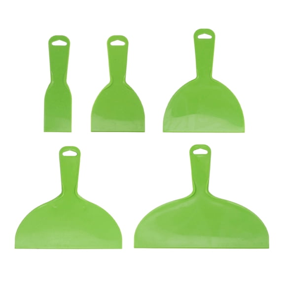 Yajisi 5-Piece Flexible Plastic Putty Scraper Set – 2” to 10” Spatulas for Painting, Plastering, and Filling – Lightweight, Scratch‑Free, Green