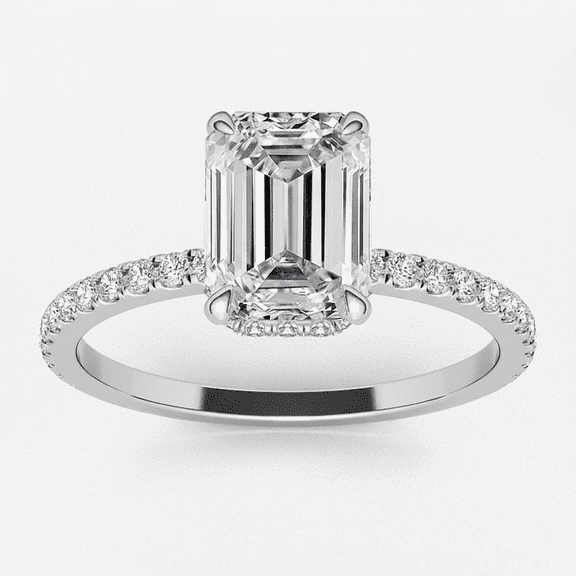 Elegant Brilliance Moissanite Halo Ring in White Gold Plated by Auory for Women