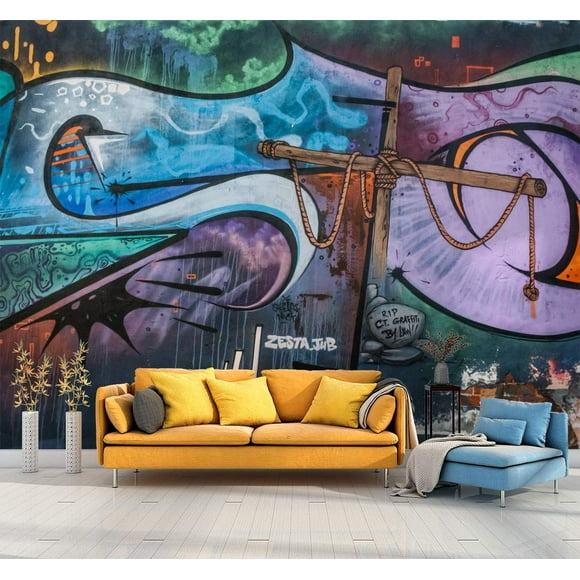 SIGNFORD Wall Mural Colorful Graffiti Removable Wallpaper Wall Sticker for Bedroom Living Room - 66x96 inches