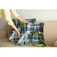 thumbnail image 2 of Ambesonne Tropical Throw Pillow Cover 2 Pack, Waterfall Jungle Rural, 24", Green White, 2 of 5