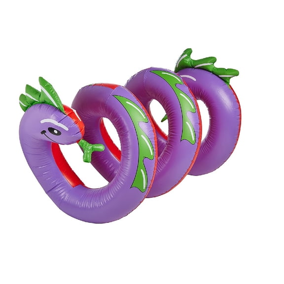 Swim Central Inflatable Purple and Green Two Headed Curly Serpent Swimming Pool Float Toy, 96-Inch