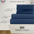 thumbnail image 2 of 6PC Bedding Set- 100% Organic Cotton Bed Sheet Set 800 Thread Count, Crisp and Cooling Sateen Weave, Soft Breathable, Eco-Friendly, 12-Inch Deep Pocket - Mediterranean Blue, King, 2 of 7