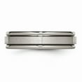 thumbnail image 3 of Grey Titanium Ring Band Wedding Grooved Comfort Edge 6mm Satin and Polished, 3 of 6