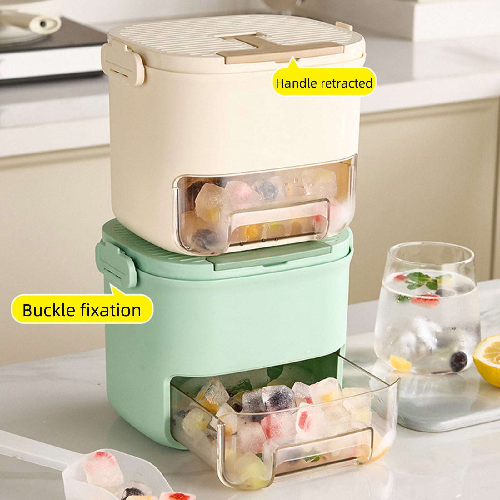 Ice Cube Tray with Lid & Bin Ice Maker Ice Trays for Freezer Ice Container- Reusable Ice Mold for , Coffee, Drinks with Ice Trays Ice scoop