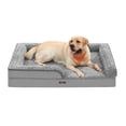 thumbnail image 1 of Feandrea Cama para Perros, Cama para Mascotas, 91 x 68 x 16 cm, Ortopédica con Espuma Corrugada, Funda Extraíble con Motivo Rosa de Peluche, Bordes Elevados Acolchados, Gris Paloma MPGW252G01, 1 of 6
