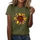 thumbnail image 1 of Gibobby Playera Corte clásico para Mujer Camiseta verano girasol para mujer, blusa holgada talla grande, camisetas casuales gráficas manga corta para chica(Verdemilitary,G), 1 of 5