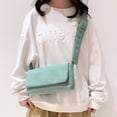 thumbnail image 3 of Corduroy Shoulder Bag Flap Buckles Small Square Crossbody Bag for Work (Green), 3 of 7